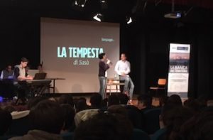 Striano durante l'incontro con gli studenti del Baldessano Roccati ph. Il Carmagnolese