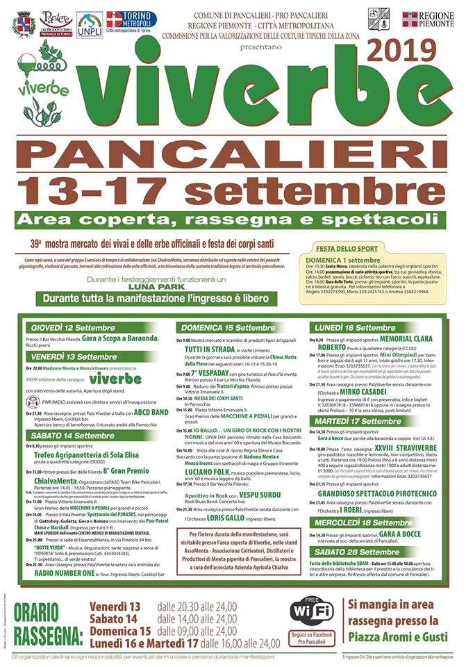 Viverbe 2019 Pancalieri programma