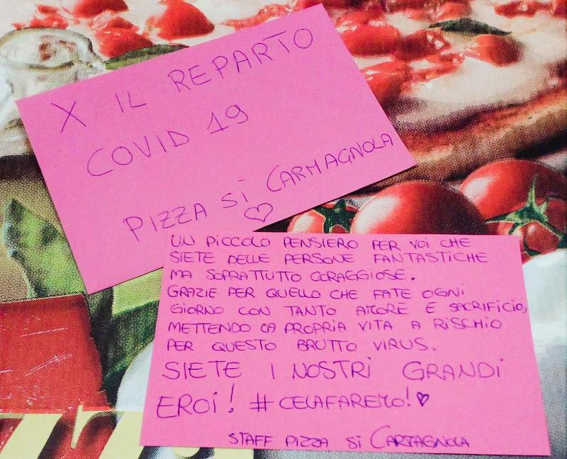 Pizza Sì Carmagnola ha donato pizze e bugie a medici, infermieri e volontari