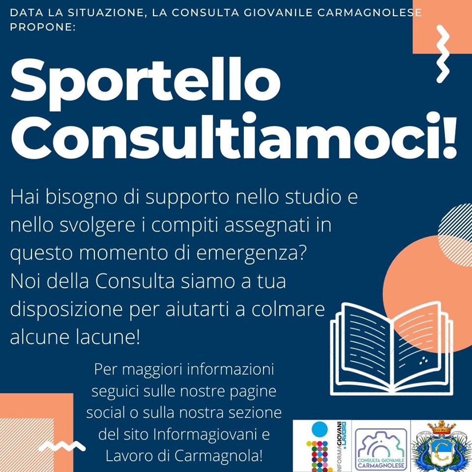 consulta giovanile carmagnolese sportello consultiamoci coronavirus carmagnola