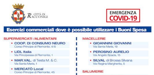 buono spesa alimentare racconigi esercizi convenzionati