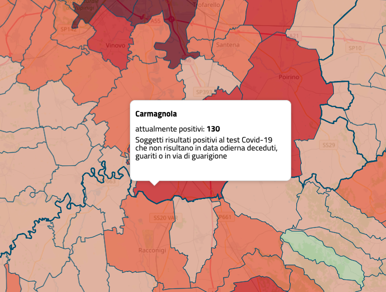 Aggiornamento contagi Covid nel Carmagnolese: +39% in due giorni