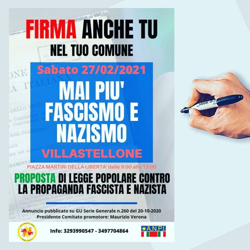 villastellone raccolta firme propaganda fascista