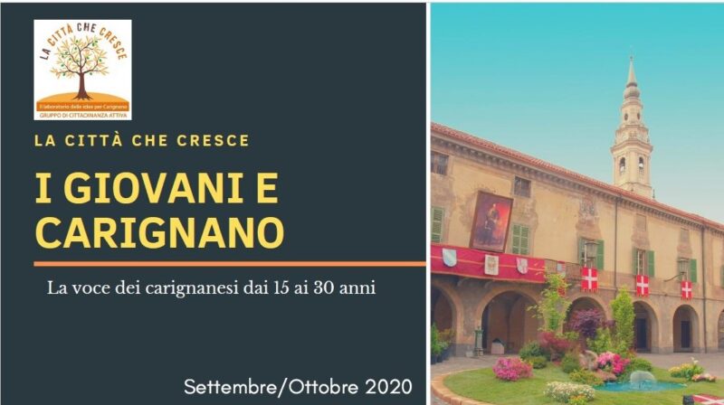 Dalla "Città che cresce" i commenti del sondaggio sui giovani e Carignano