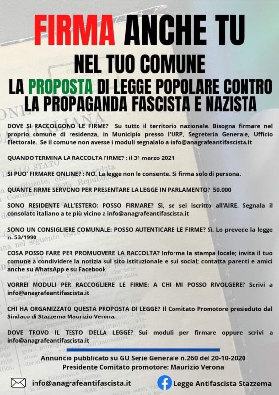 raccolta firme carignano fascista