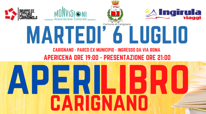 L'Aperilibro sbarca a Carignano: due appuntamenti a luglio