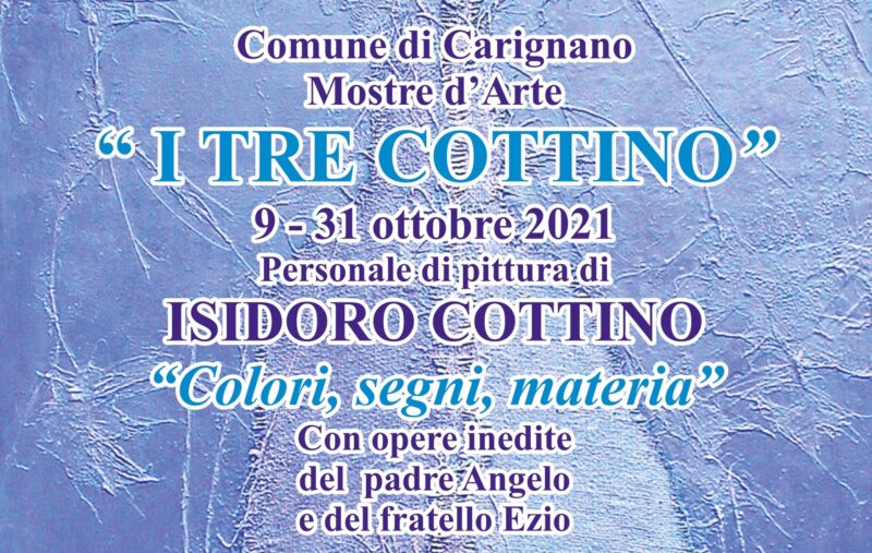 Le opere dei tre Cottino in mostra a Carignano dal 9 ottobre