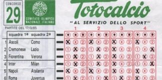 Una schedina del Totocalcio