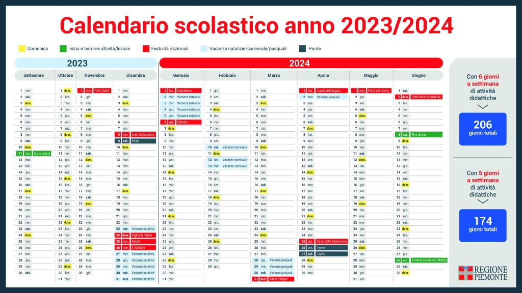 calendario scolastico 2024 piemonte