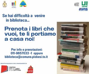 Alla biblioteca di Piobesi il servizio di consegna a domicilio dei libri